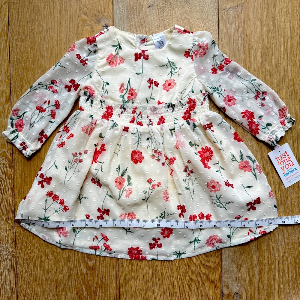 NWT Carters Floral Long Sleeve Baby Dress | Size 9 mo